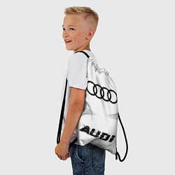 Рюкзак-мешок Audi speed на светлом фоне со следами шин по-центр, цвет: 3D-принт — фото 2