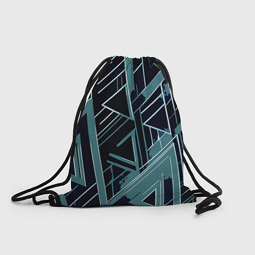Мешок для обуви Чёрно-бирюзовый абстракция геометричный / 3D-принт – фото 1