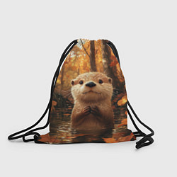 Мешок для обуви Выдра в осеннем пруду