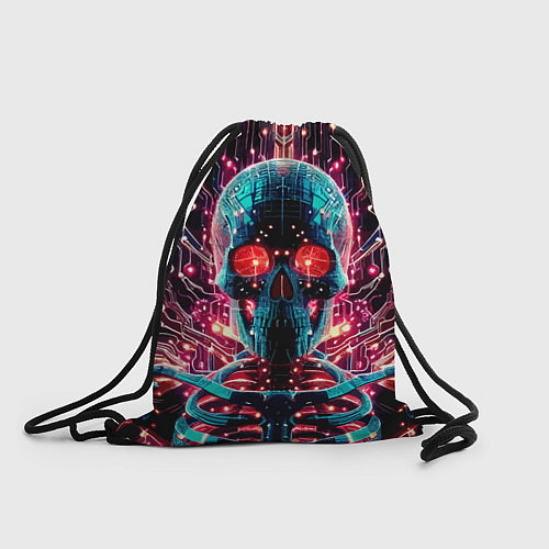 Мешок для обуви Neon cyber skull - ai art fantasy / 3D-принт – фото 1