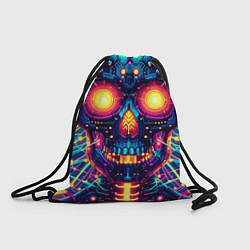 Рюкзак-мешок Neon skull - ai art fantasy, цвет: 3D-принт