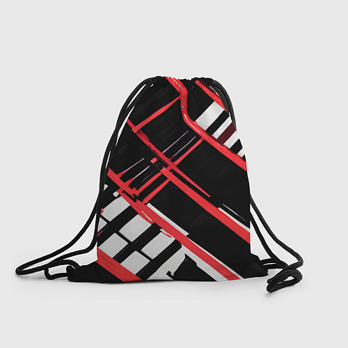 Мешок для обуви Красно-белые линии на чёрном фоне / 3D-принт – фото 1