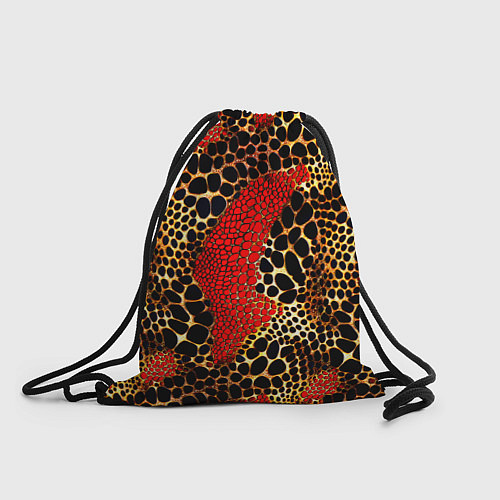 Мешок для обуви Красно-черно-золотая змеиная кожа / 3D-принт – фото 1