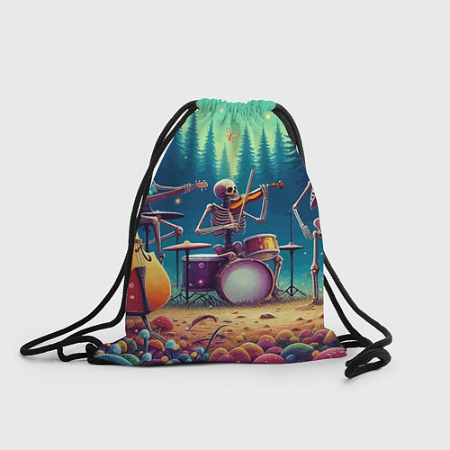 Мешок для обуви Группа скелетов даёт концерт под грибами / 3D-принт – фото 1