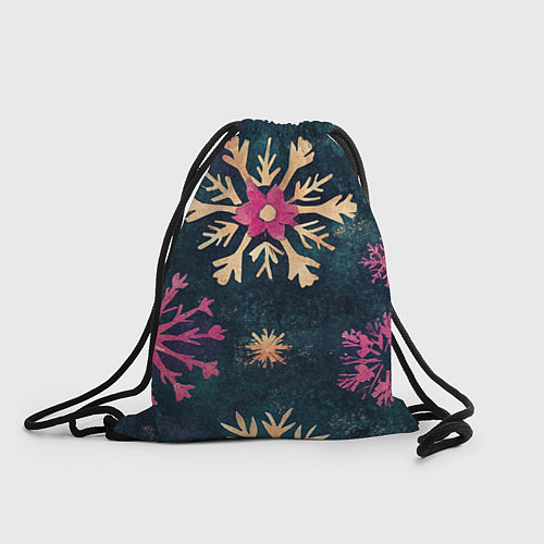 Мешок для обуви Новогодние разноцветные снежинки / 3D-принт – фото 1