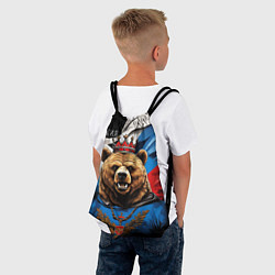 Рюкзак-мешок Русский медведь с гербом России на груди на фоне ф, цвет: 3D-принт — фото 2