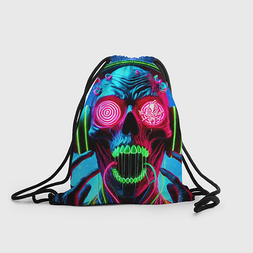 Мешок для обуви Metallica - neon skull with headphones / 3D-принт – фото 1