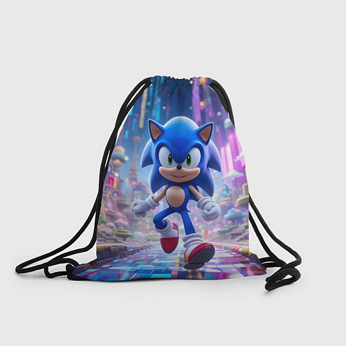 Мешок для обуви Sonic в неоновом городе / 3D-принт – фото 1