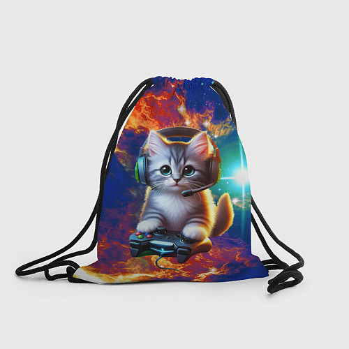 Мешок для обуви Удивительный мир котёнка игромана / 3D-принт – фото 1