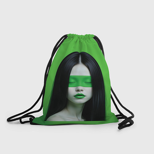 Мешок для обуви Pop art девушка на зеленом фоне / 3D-принт – фото 1