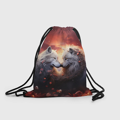 Мешок для обуви Влюбленные волки в цветах / 3D-принт – фото 1