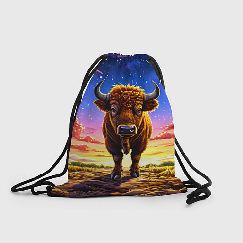 Мешок для обуви Буйвол в звездной ночи / 3D-принт – фото 1