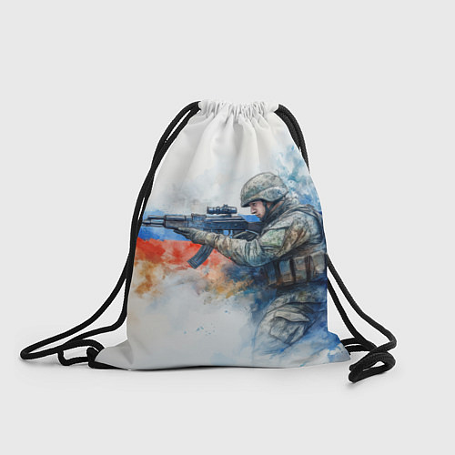 Мешок для обуви Русский солдат и флаг России / 3D-принт – фото 1