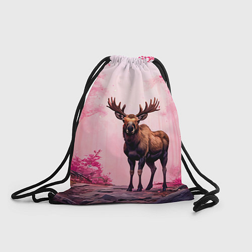 Мешок для обуви Лось в розовом лесу / 3D-принт – фото 1