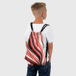Рюкзак-мешок Волнистые вертикальные чёрно-красные полосы, цвет: 3D-принт — фото 2