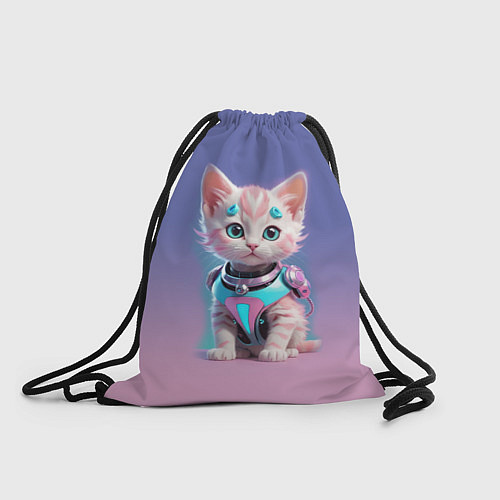 Мешок для обуви Милый котёнок - киберпанк милашка / 3D-принт – фото 1