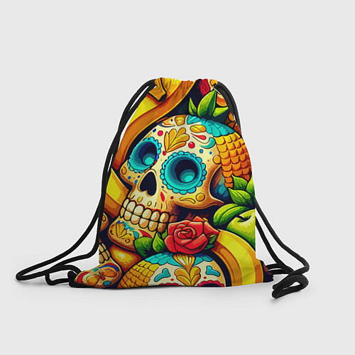 Мешок для обуви Colorfull skulls and bananas - pop art pattern / 3D-принт – фото 1