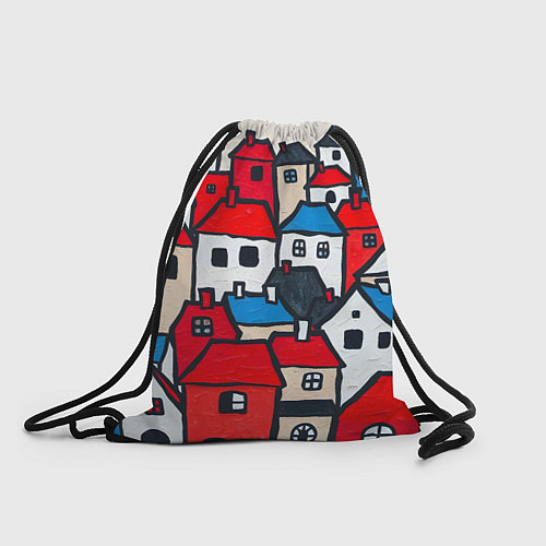 Мешок для обуви Красные и белые домики / 3D-принт – фото 1