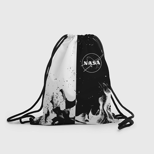 Мешок для обуви Nasa черно белый огонь / 3D-принт – фото 1