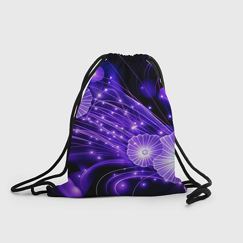 Мешок для обуви Силуэты цветов на темном фоне - фиолетовое свечени / 3D-принт – фото 1