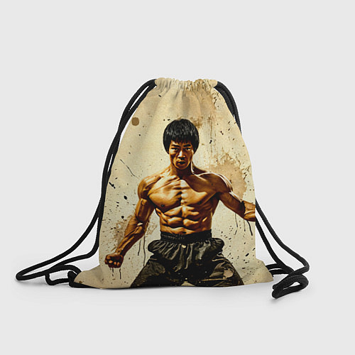 Мешок для обуви Брюс Ли на бежевом / 3D-принт – фото 1