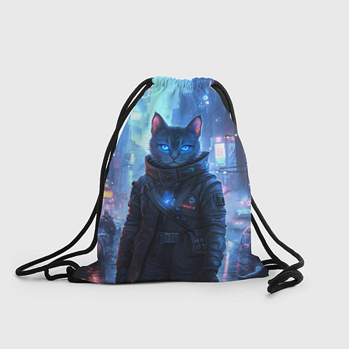 Мешок для обуви Кот в стиле киберпанк / 3D-принт – фото 1