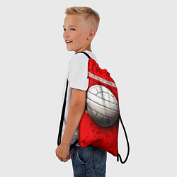 Рюкзак-мешок Волейбольная сетка и мяч на красном, цвет: 3D-принт — фото 2
