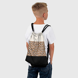 Рюкзак-мешок Леопардовый паттерн с черной и бежевой полосой, цвет: 3D-принт — фото 2