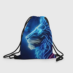 Рюкзак-мешок Профиль космического неонового льва - нейроарт, цвет: 3D-принт