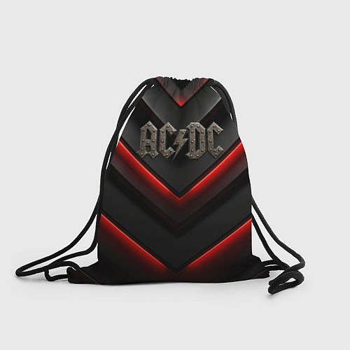 Мешок для обуви ACDC лого из металла на черно-красной текстуре / 3D-принт – фото 1