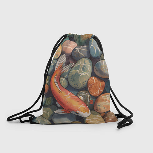 Мешок для обуви Акварельный Кои карп и камушки галька / 3D-принт – фото 1