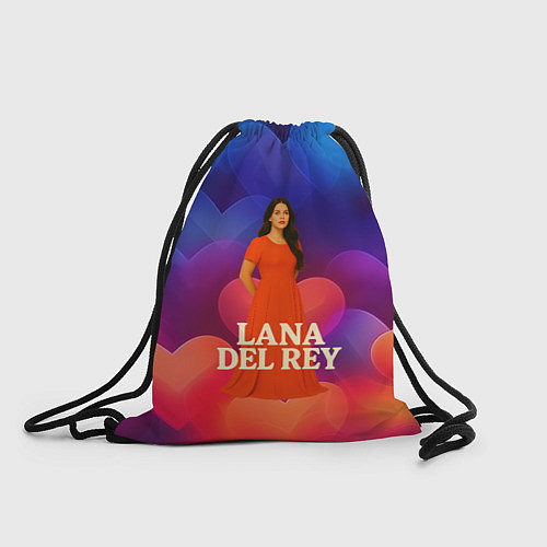 Мешок для обуви Lana Del Rey на фоне сердечек / 3D-принт – фото 1