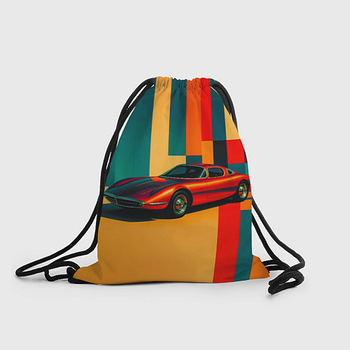 Мешок для обуви Спорткар ретрофутуризм поп-арт 1970-е / 3D-принт – фото 1