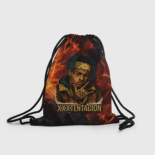 Мешок для обуви XXXTentacion на фоне огня / 3D-принт – фото 1