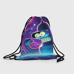 Мешок для обуви Bender in neon space - cartoon Futurama