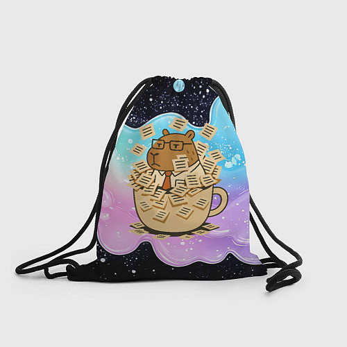 Мешок для обуви Менеджер капибара в кружке в стикерах / 3D-принт – фото 1