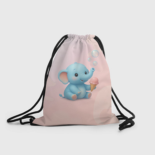 Мешок для обуви Маленький слоненок с мороженым пускает пузыри / 3D-принт – фото 1