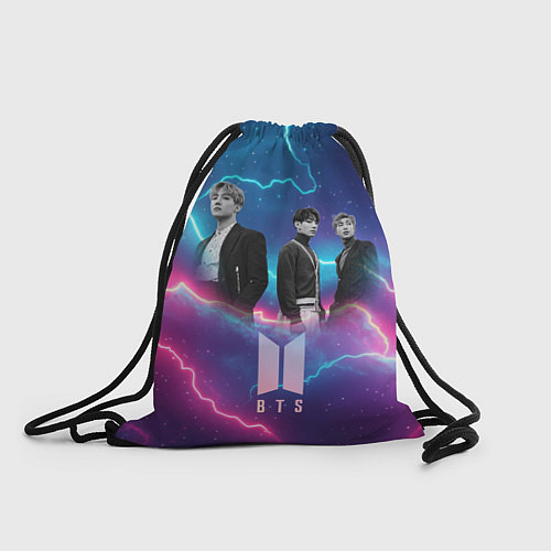 Мешок для обуви BTS на фоне молний / 3D-принт – фото 1