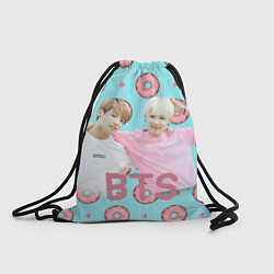 Рюкзак-мешок BTS на фоне пончиков, цвет: 3D-принт