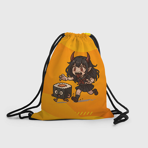 Мешок для обуви Девочка дьявол бежит за роллом / 3D-принт – фото 1