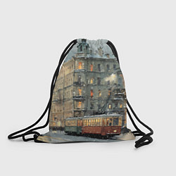 Мешок для обуви Трамваи в зимнем Санкт-Петербурге