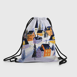 Мешок для обуви Новогодние домики на горе