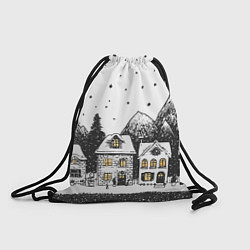 Мешок для обуви Черно-белый новогодний город