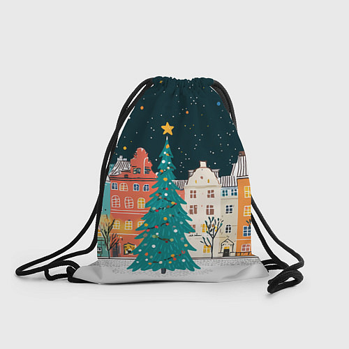 Мешок для обуви Новогодняя ночь в городе / 3D-принт – фото 1