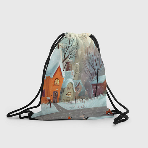 Мешок для обуви Милый новогодний дворик / 3D-принт – фото 1