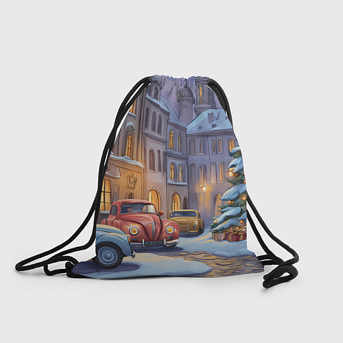 Мешок для обуви Новогодний снежный двор / 3D-принт – фото 1