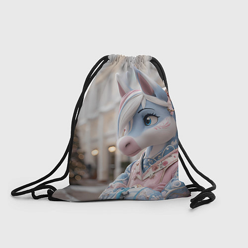 Мешок для обуви Новогодняя лошадка у елки / 3D-принт – фото 1