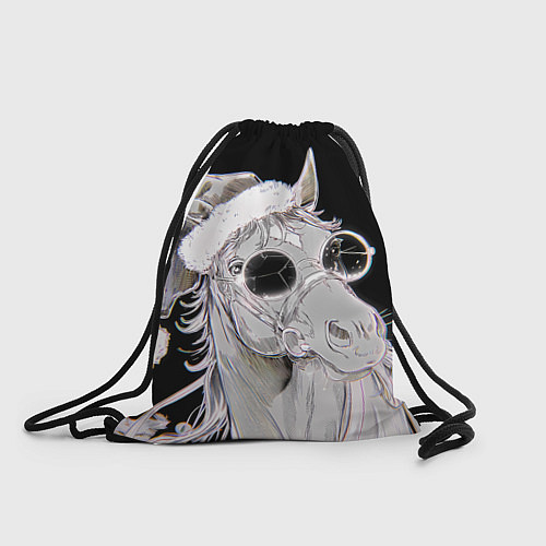 Мешок для обуви Новогодняя лошадь в круглых очках / 3D-принт – фото 1