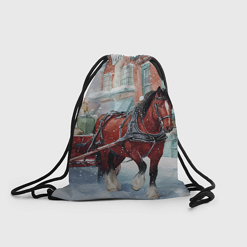 Мешок для обуви Лошадка с новогодней повозкой / 3D-принт – фото 1