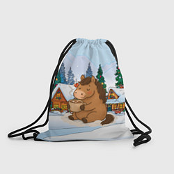 Мешок для обуви Милая лошадка пьет какао